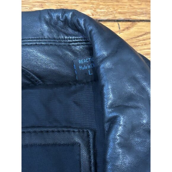 Kenneth Cole Reaction Mens Soft Leather Jacket Size Large Black Full Zip Lined - Picture 6 of 9